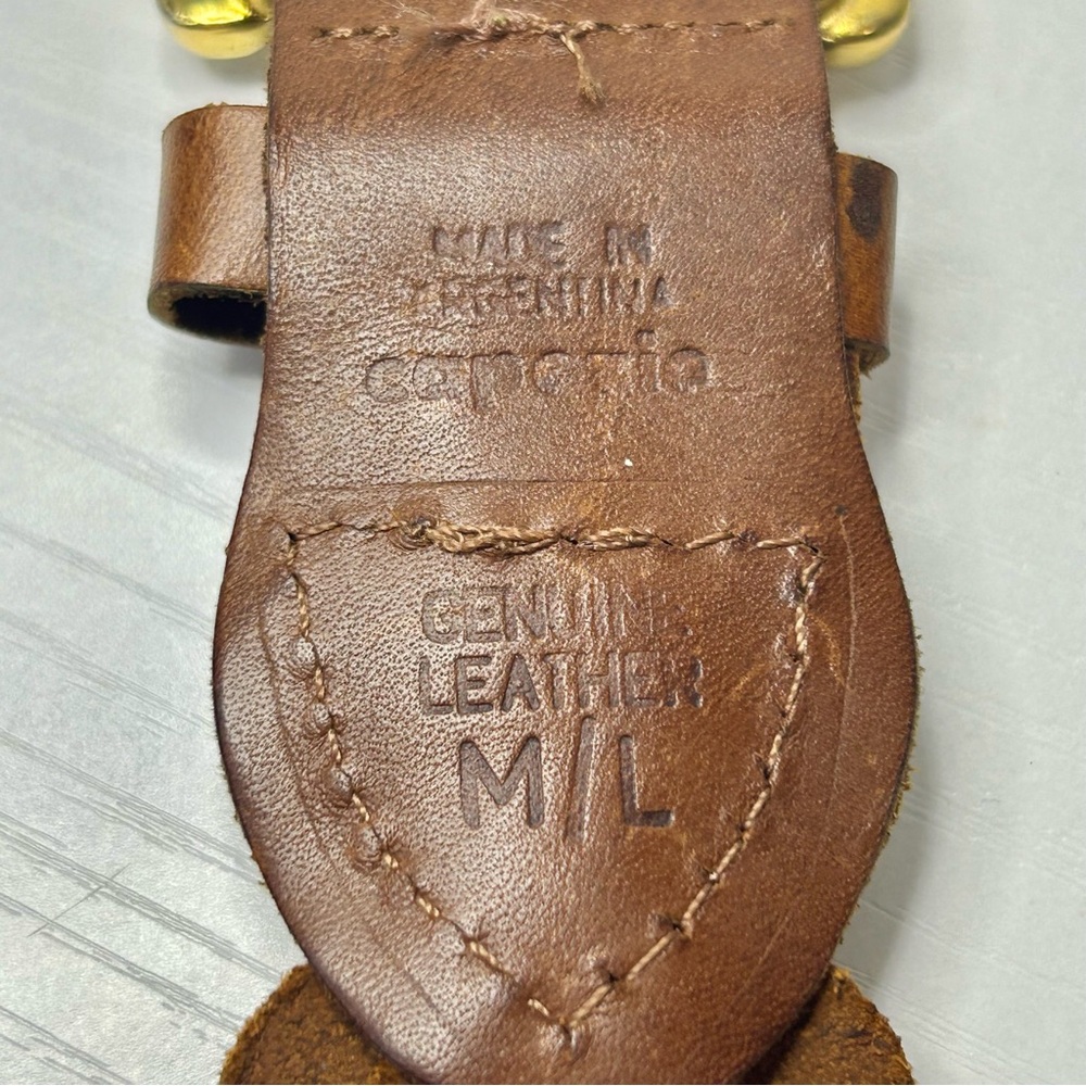 Capezio Vintage Brown Leather Braided Belt w/ Gold Buckle Size M/L - Picture 6 of 9